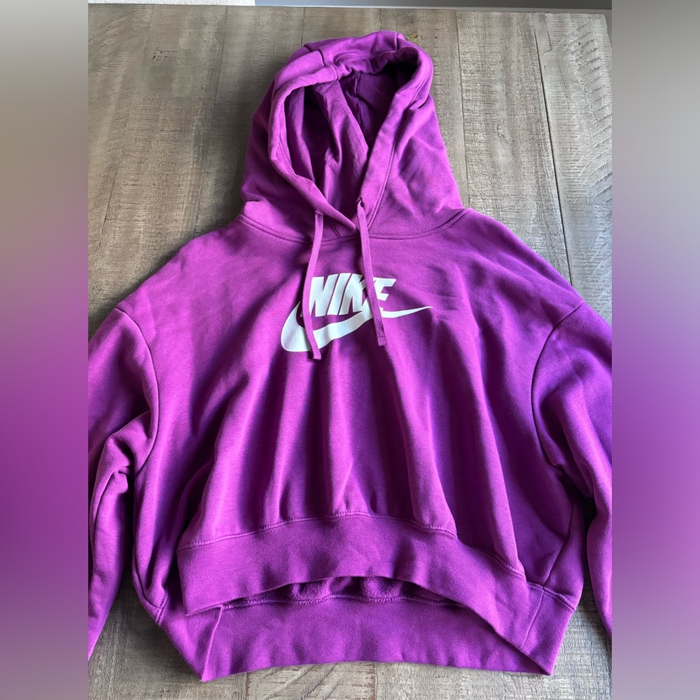Nike Purple Cropped Oversized Hoodie
